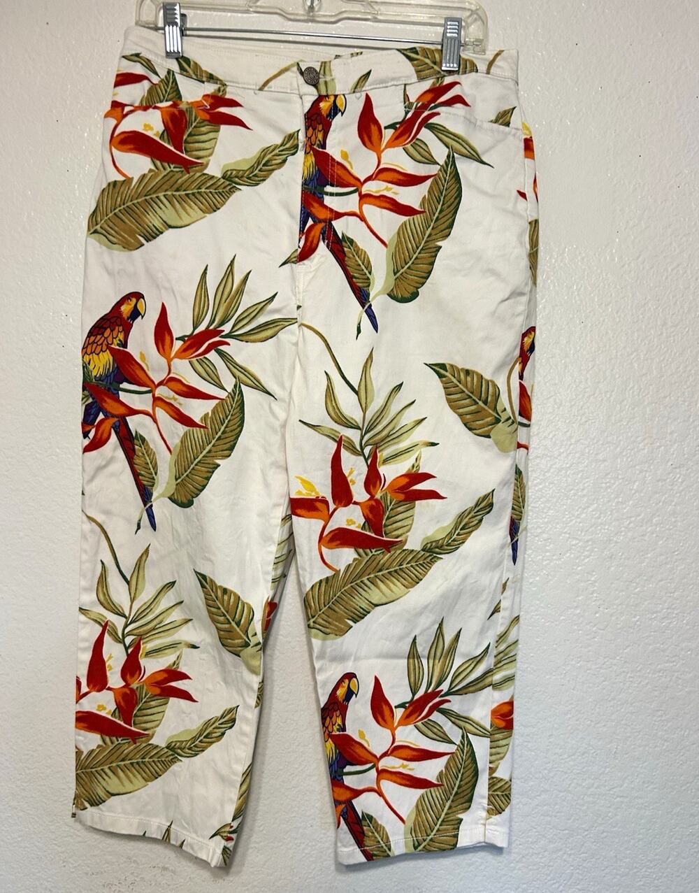 Blass Jeans tropical print cropped capri pants Cotton